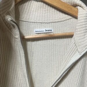 Reformation Cream Waffle-Knit Hoodie
